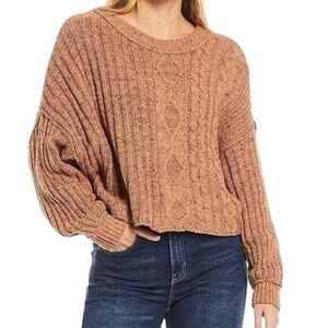 Free People On Your Side Pullover Sweater in Brown Sugar Womens S